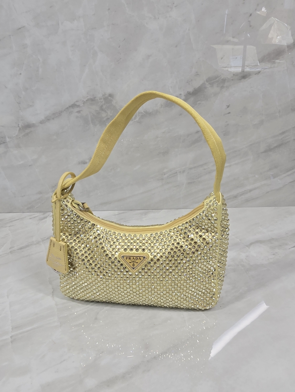 Prada Yellow Crystal-Embellished Shoulder Bag - Picture 6 of 14